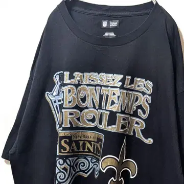 NFL 뉴올리언스 세인트 빅 로고 티셔츠 블랙 검정 XL 구제 의류
