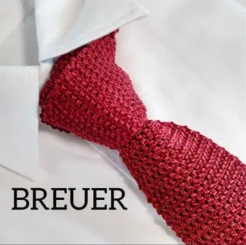 브로이어 breuer 넥타이 타이 빨간색 레드 무지 니트 타이