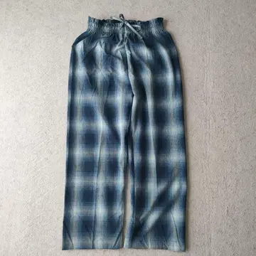 unknown 옴브레 체크 파자마 팬츠 네이비 블루