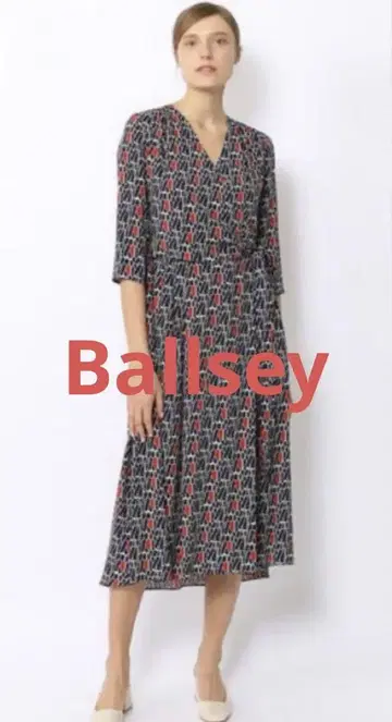 택 포함 ballsey 기하학 패턴 네이비 원피스