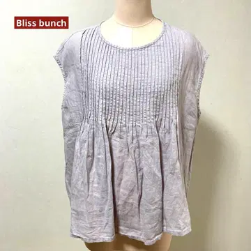Bliss bunch 린넨 100% 핀턱 프렌치 슬리브 블라우스