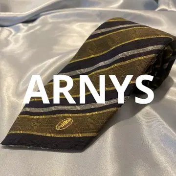 ARNYS 아르니스 최고급 프랑스제 울 블랙 카키 스트라이프 넥타이