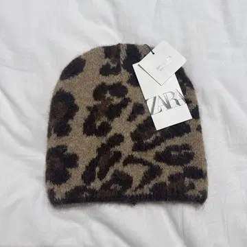 ZARA 자라 레오파드 무늬 니트 모자 비니