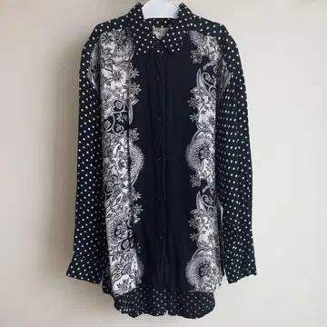 Vintage 긴팔 셔츠 개성파 페이즐리 도트 모노톤