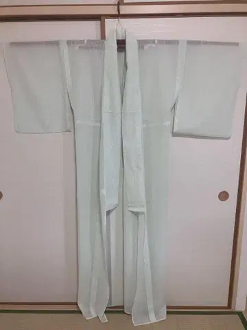 프레타 기모노 명주 기모노/스카이블루 꽃무늬