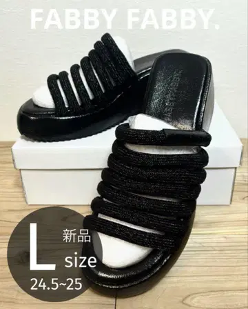 새상품 FABBY FABBY. 통굽 메탈릭 7벨트 샌들 L 사이즈