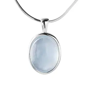 silver925 아쿠아 마린 컬러 스톤 목걸이