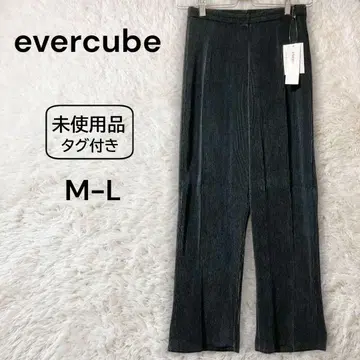새상품 ever cube 플리츠 와이드 팬츠 강신축 블랙 ML 스트레이트