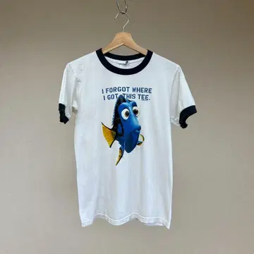 USED USA 구제 의류 링거 티셔츠 니모 도리 메시지 빈티지