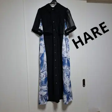 HARE 반팔 셔츠 원피스 블랙/파랑/화이트