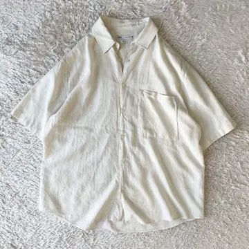 자라 새상품급 ZARA 린넨 레이온 셔츠 L 릴랙스 핏 짧은 기장 와이드
