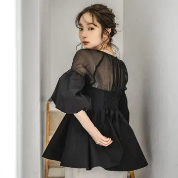 mideal 시어 도킹 블라우스 블랙
