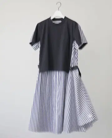 사카이 코튼 팝린 코튼 제리 드레스