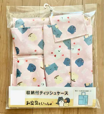 미개봉 새상품 문구와 함께 수납 가능한 티슈 케이스, 월 포켓 포함
