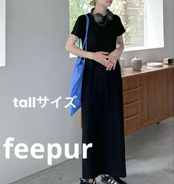 feepur 컷 리브 하프 슬리브 원피스
