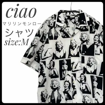 ciao 마릴린 몬로 패턴 셔츠 골프 화이트 사이즈 M