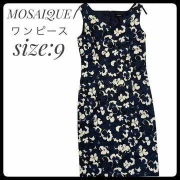 MOSAIQUE 모자이크 꽃무늬 슬리브리스 원피스 네이비 사이즈 9