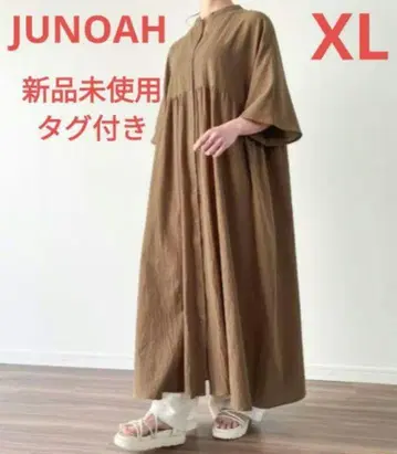 JUNOAH 신상품 미사용 택 포함 린넨 느낌 오버 셔츠 원피스