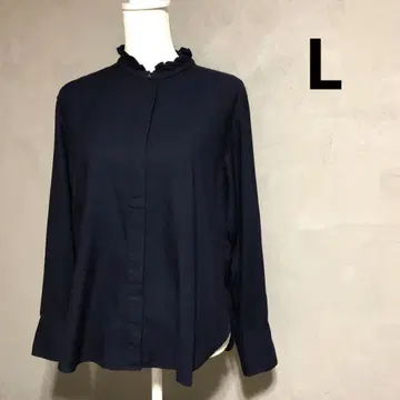 유니클로 콩트와르 데코토니에 소프트 브러쉬드 스탠드 카라 셔츠 네이비