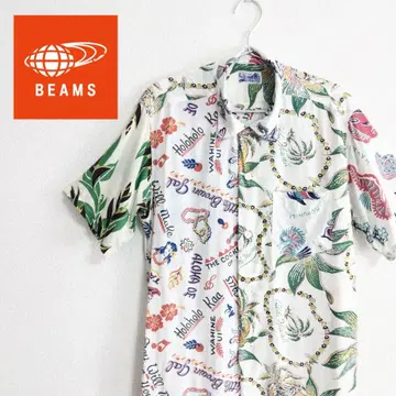 BEAMS 빔즈 별주 번개 문 크레이지 알로하 셔츠 화이트 M