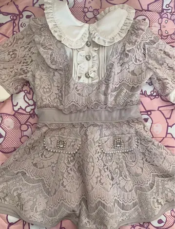 LIZLISA 리즈리사 레이스 셋업 반팔 핑크