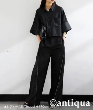 antiqua 스트라이프 절개 와이드 팬츠