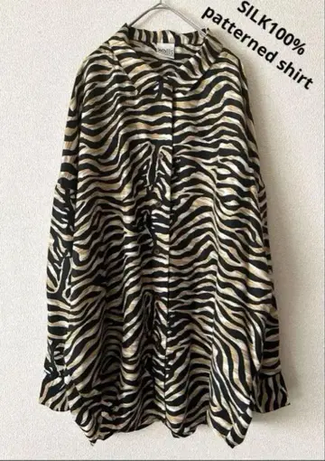 wallis SILK100% 제브라 애니멀 오버 셔츠 올 패턴 실크