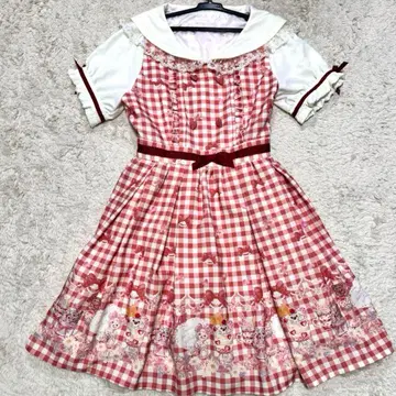 LIZLISA Sweet bear gelato 원피스 체크 [빨간색]