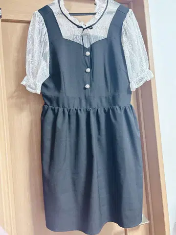 유메텐보 디어마이러브 원피스 지뢰계 양산형 무릎 기장 귀여운 반팔 LL
