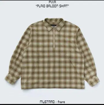 PWA PLAID BALOON SHIRT M 머스타드 하프 지퍼