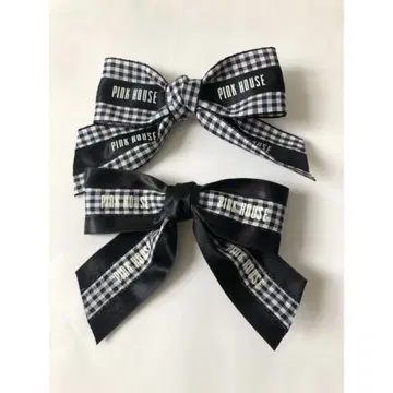 미사용 새상품 아오키 미사코 콜라보 핑크 하우스 리본 헤어 클립 블랙
