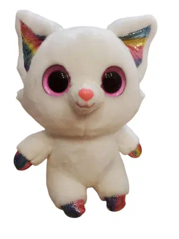 화이트 봉제 인형 레인보우 컬러 귀