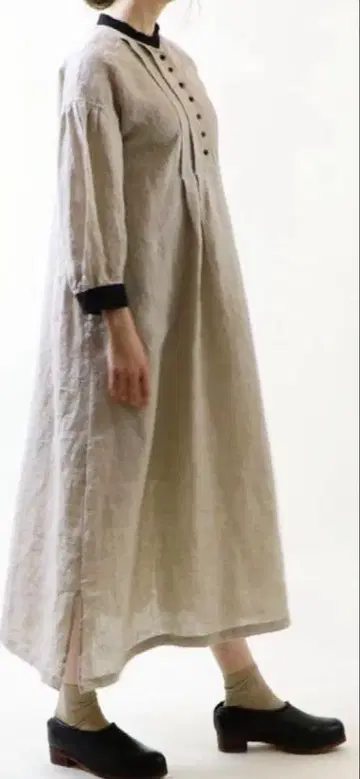 MAGALI 벨기에 린넨 퍼머 원피스 플랙스