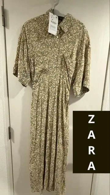 택 포함 새상품 자라 ZARA 자라 꽃무늬 롱 원피스