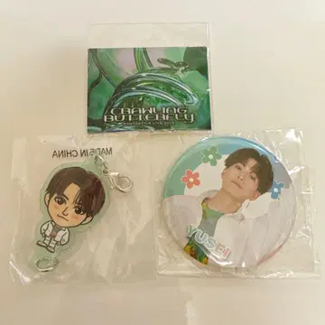 BUTTERFLY 야기 유세이 캔뱃지 연결 아크릴 참 로고 스티커