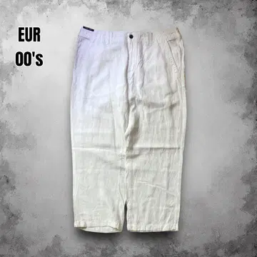 00s EUR 와이드 레그 린넨 팬츠 슬랙스 스토어 계열 UK 당시 상품