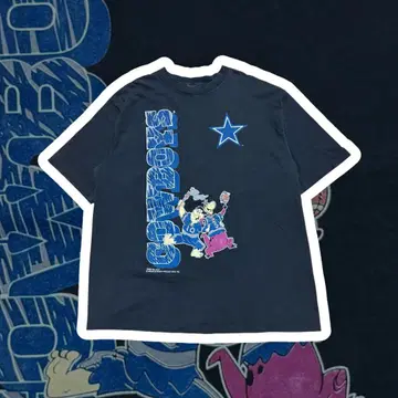 초레어 90년대 DALLAS COWBOYS 애니메이션 T 블랙 빈티지