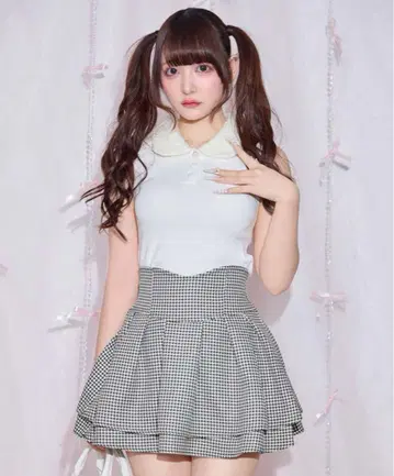 미셸 마카롱 슬림 레그 스커트 깅엄 체크 S