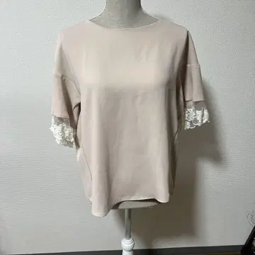 장미가 떠 있는 로즈 레이스 소매 풀오버 상의