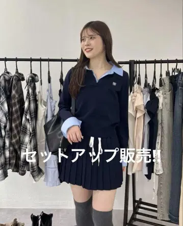 Chico 자수 카라 부착 폴로 니트 긴팔