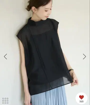 로페피크닉 이너가 있는 시어 블라우스 블랙 결혼식 포멀