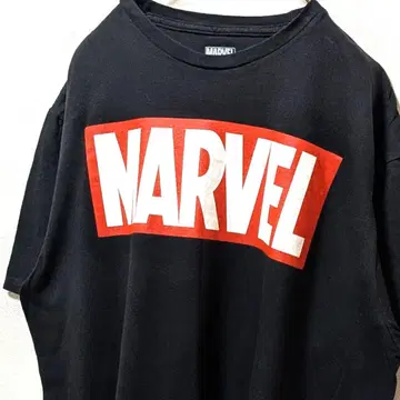 마블 MARVEL 로고 티셔츠 블랙 검정 L 구제 의류