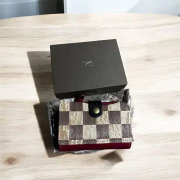 Varco REAL WOOD 키 카드 코인 케이스 체크 패턴