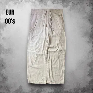 00s EUR 린넨 이지 팬츠 내로우 팬츠 에크루 와이드 레그 UK