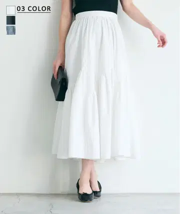 베이스먼트 온라인 HARUKA 개더 절개 스커트 화이트