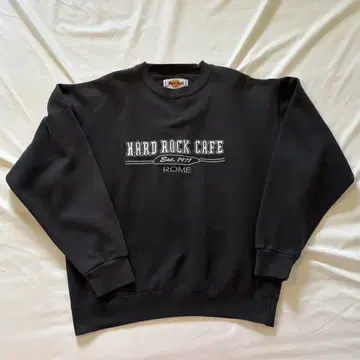 레어 Hard Rock Cafe 블랙 자수 맨투맨 L