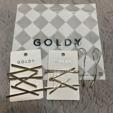 GOLDY 골드 크로스 디자인 헤어핀 5개와 귀걸이