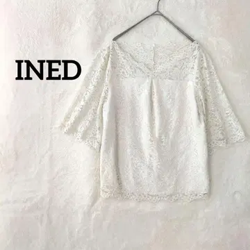 이네드 INED 블라우스 오분 소매 레이스 화이트 사이즈 9