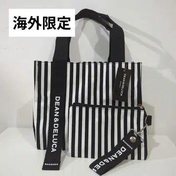 태국 방콕 DEAN&DELUCA 스트라이프 토트 블랙 검정,