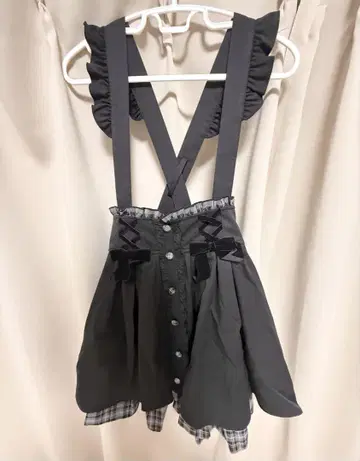 LIZLISA 체크 프릴 카슈쿨 스커트 블랙